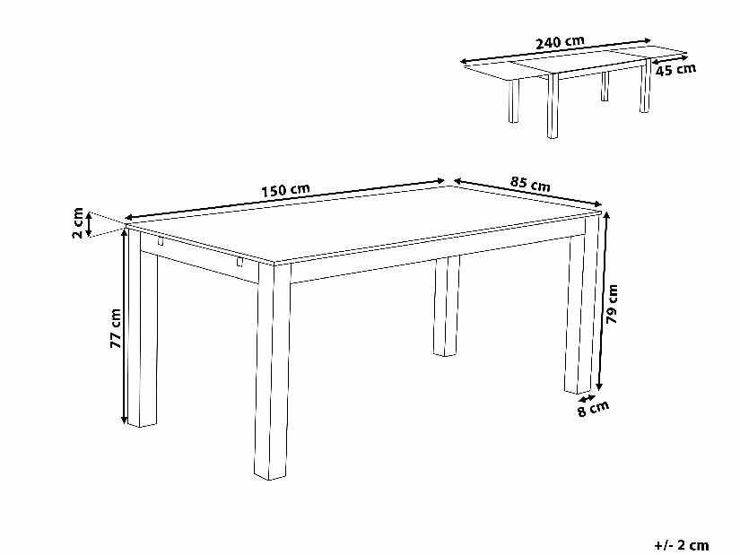 Rozkladací jedálenský stôl MAXEA (pre 4 až 8 osôb)