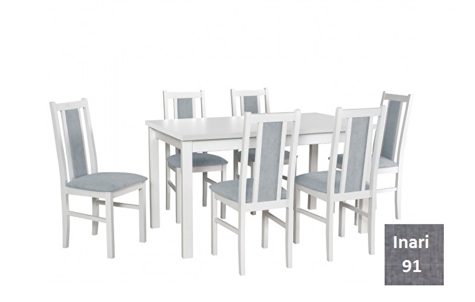Rozkladací stôl so 6 stoličkami AL20 (biela + sivomodrá) *výpredaj