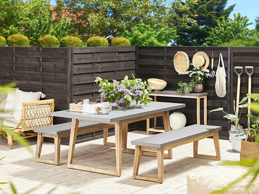 Záhradný stôl Olimpia (prírodná + sivá) (pre 2 osoby)