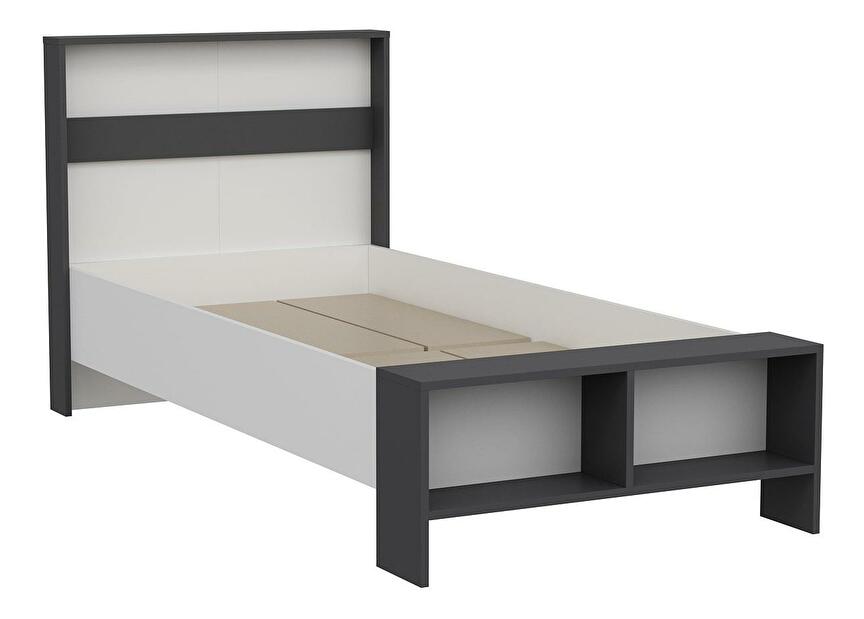 Jednolôžková posteľ 90 cm Live (antracit + biela)