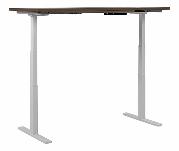 Písací stôl UPPER II (130 x 72 cm) (MDF) (tmavé drevo + biela) (el. nastaviteľný)