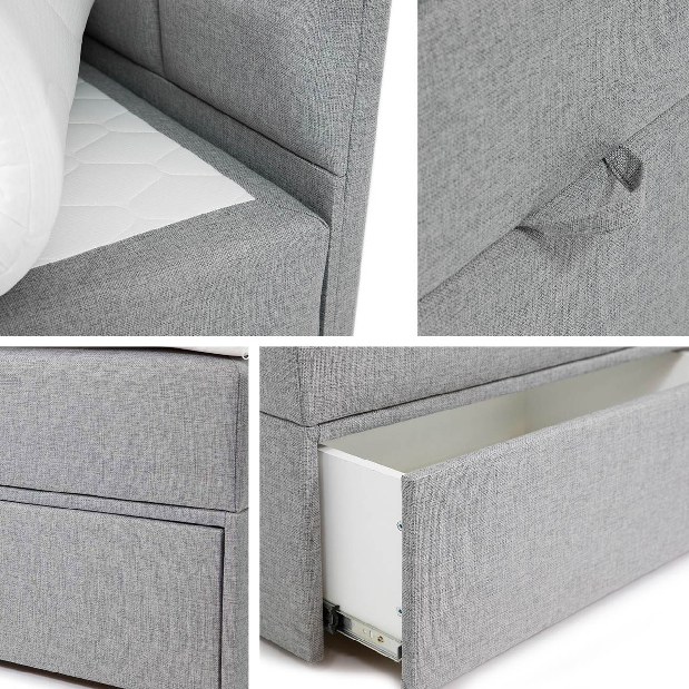 Manželská Kontinentálna posteľ 90 cm Hudson LUX 1 (s matracom) (sivá) *výpredaj