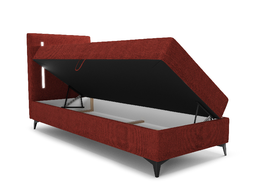 Jednolôžková posteľ 80 cm Ortega Bonell (červená) (s roštom, s úl. priestorom) (s LED osvetlením)