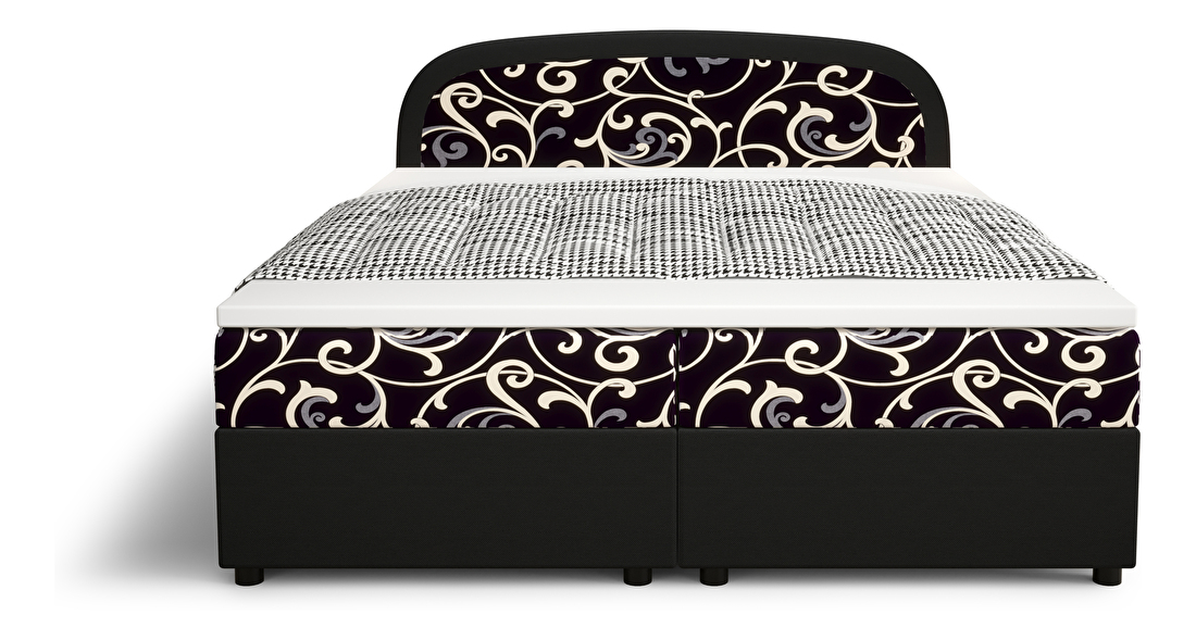 Manželská posteľ Boxspring 180 cm Brick Comfort (tmavohnedá + vzor kvet) (s matracom a úložným priestorom)