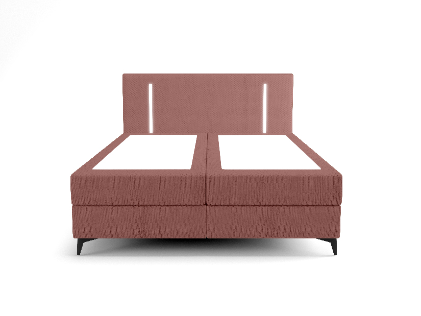 Manželská posteľ 200 cm Ortega Comfort (terakota) (s roštom a matracom, s úl. priestorom) (s LED osvetlením)