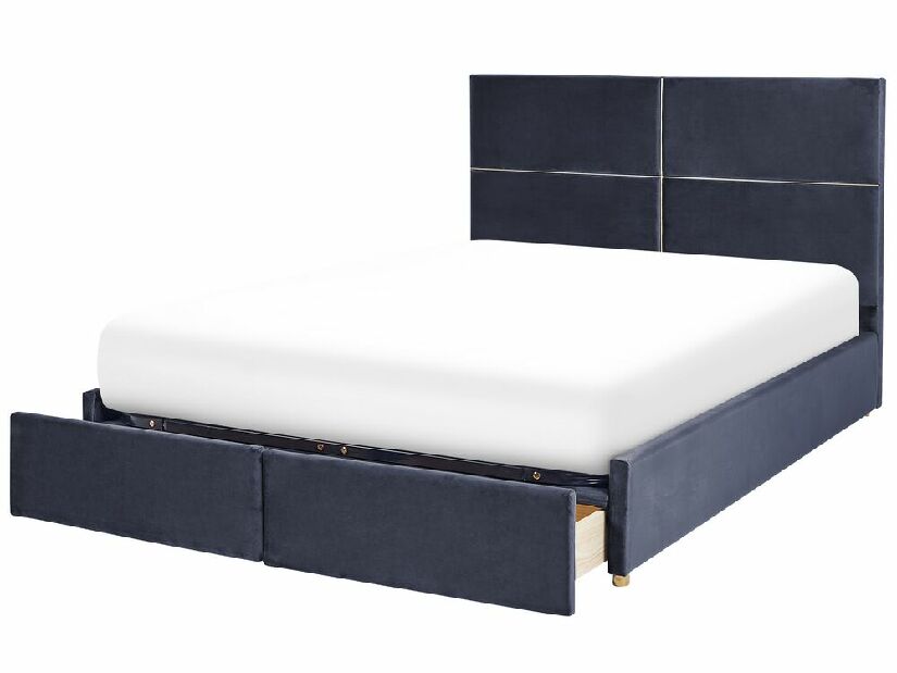 Manželská posteľ 180 cm Vissarion (čierna) (s roštom a úložným priestorom)