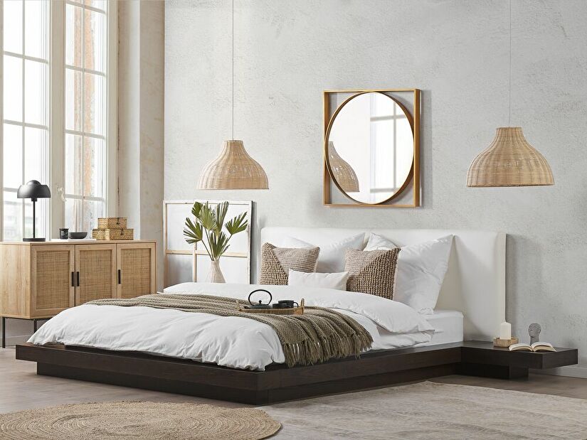 Manželská vodná posteľ 160 cm Zendaya (tmavé drevo) (s matracom)