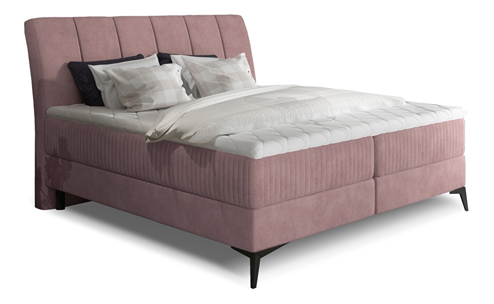 Manželská posteľ Boxspring 160 cm Alberto (ružová) (s matracmi)
