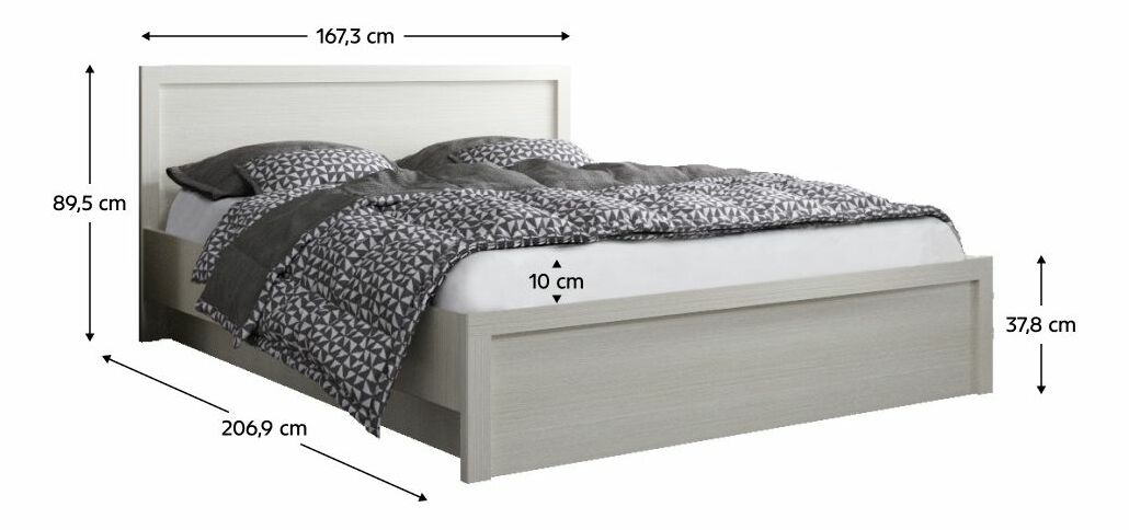 Manželská posteľ 160 JESS (biela) (s roštom a matracom)