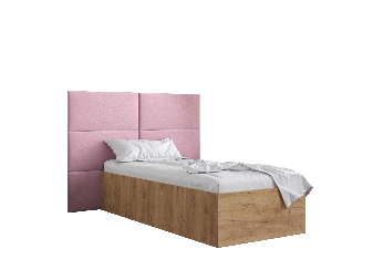Jednolôžková posteľ s čalúneným čelom 90 cm Brittany 2 (dub craft zlatý + ružová) (s roštom)