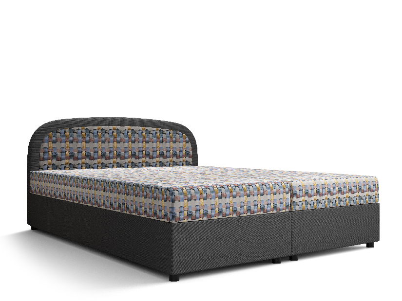Manželská posteľ Boxspring 180 cm Brick Comfort (tmavosivá + vzor pletený) (s matracom a úložným priestorom)