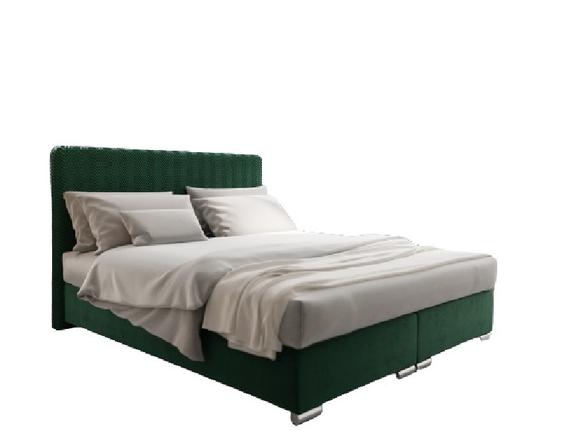 Manželská posteľ 180 cm Penarth (tmavozlená) (s roštom, matracom a úl. priestorom)