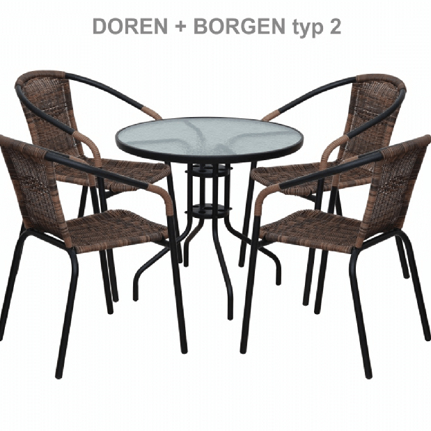 Set 4 ks. záhradných stoličiek Durley (hnedá + čierna) *bazár