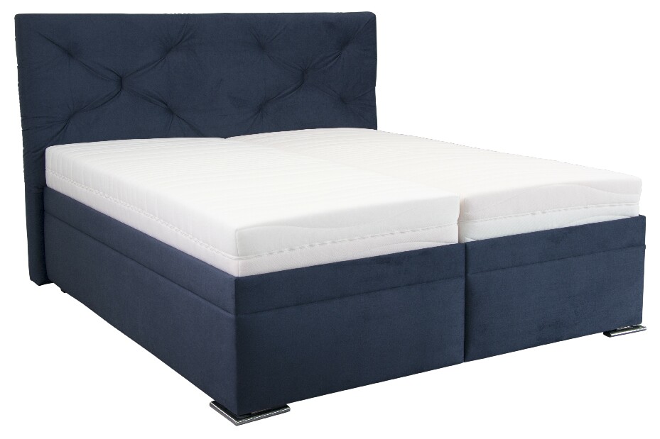 Manželská posteľ 180 cm Blanár Chicago (modrá) (s roštom a matracom NELLY PLUS)
