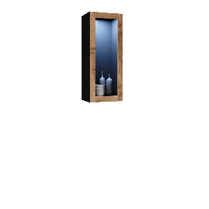 Vitrína 90 sklo Zylia (čierna + dub wotan) (osvetlenie LED modré)