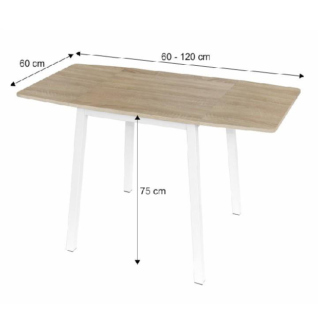 Jedálenský stôl Munrit (pre 4 osoby) (dub sonoma + biela) *bazár