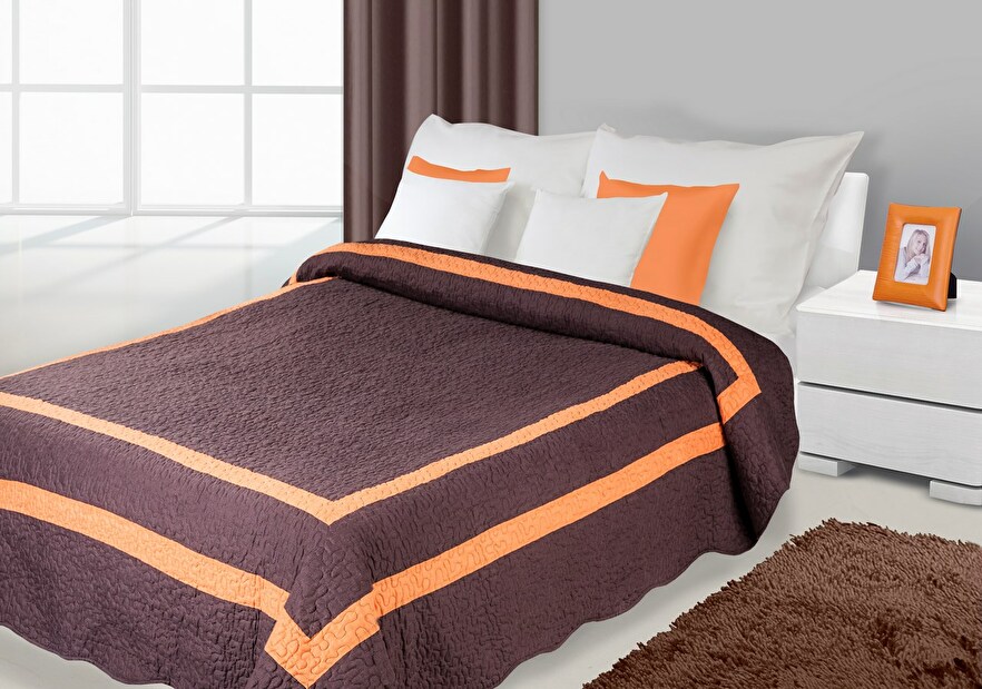 Prehoz na posteľ 210x170cm Stripe (hnedá + oranžová) *výpredaj