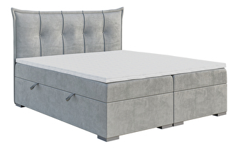 Manželská posteľ Boxspring 160 cm Mirage (svetlosivá) (s matracom a úl. priestorom)