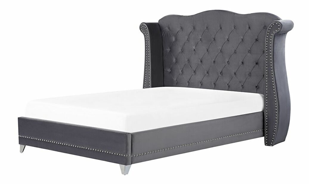 Manželská posteľ 180 cm ATREY (polyester) (sivá) (s roštom)