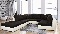 Rohová sedačka U Deron  (s taburetkou) (L) (čierna + biela)