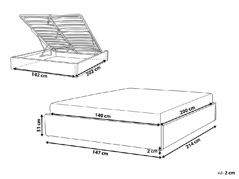 Manželská posteľ 140 cm DIJON (s roštom a úl. priestorom) (béžová)
