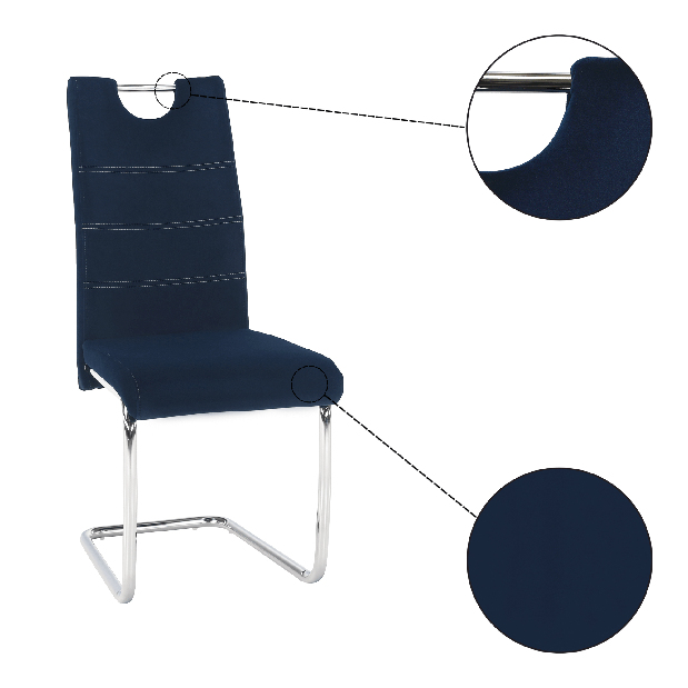 Jedálenská stolička Canary NEW (modrá + svetlé šitie)