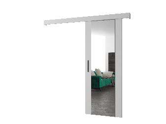 Posuvné dvere 90 cm Sharlene II (biela matná + biela matná + čierna) (so zrkadlom)