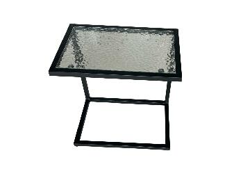 Záhradný stolík SELKO (čierna oceľ + tvrdené sklo)