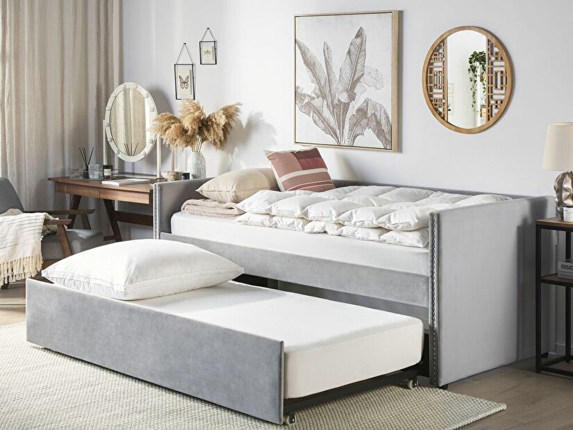 Jednolôžková posteľ 200 x 90 cm Tish (sivá) (s roštom)