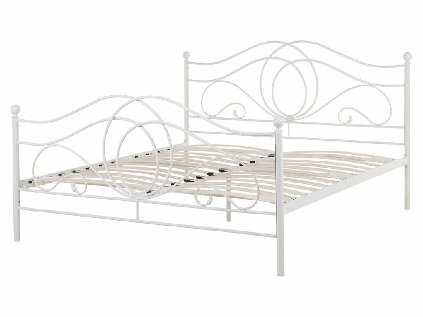 Manželská posteľ 160 cm LAURA (s roštom) (biela)
