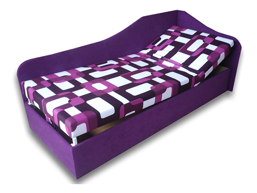 Jednolôžková posteľ (váľanda) 80 cm Abigail (Gusto 10 + Fialová 49) (P)