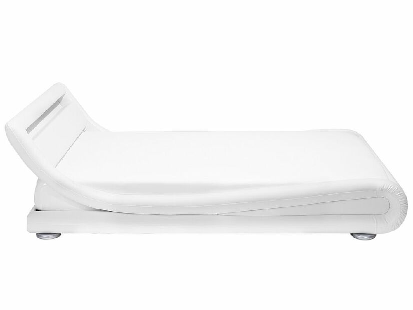 Manželská posteľ 140 cm AVENUE (s roštom a LED osvetlením) (biela)