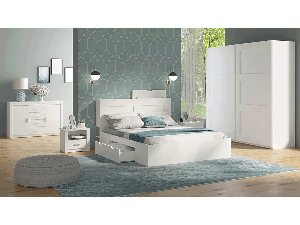 Spálňa (posteľ 160X200 cm, 2 ks nočný stolík, skriňa) Ramiok (biela)