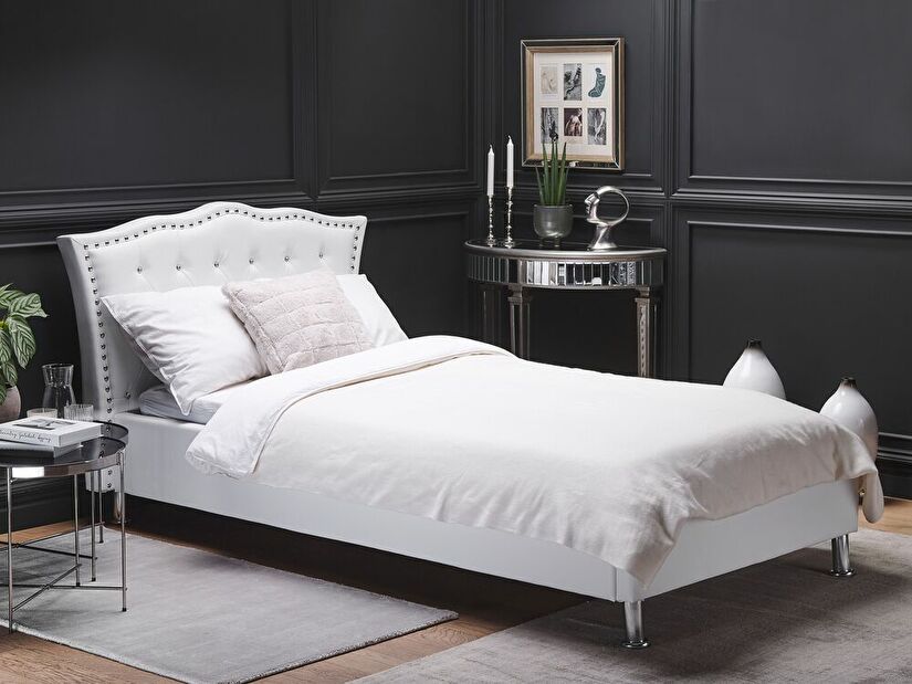 Jednolôžková posteľ 90 cm MATH (s roštom) (biela)