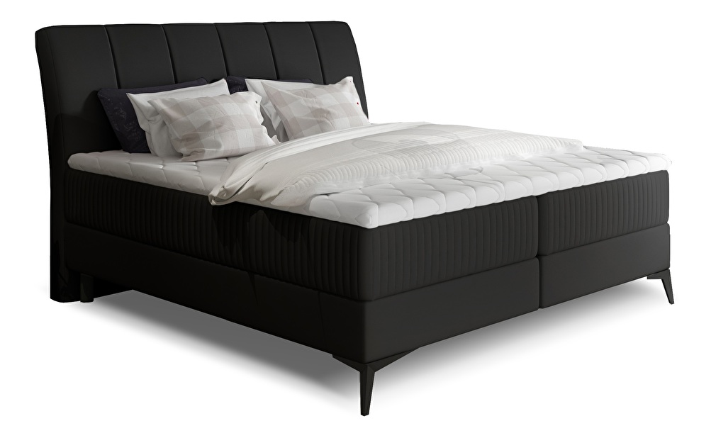 Manželská posteľ Boxspring 180 cm Alberto (čierna Soft 11) (s matracmi)