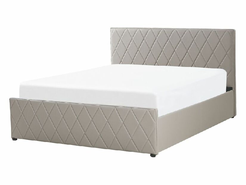 Manželská posteľ 140 cm ROFARIO (sivá) (umelá koža) (s roštom a úl. priestorom)