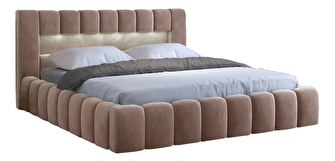 Manželská posteľ 180 cm Luxa (svetlohnedá) (s roštom, úl. priestorom a LED)