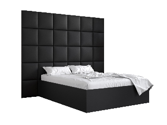 Manželská posteľ s čalúneným čelom 160 cm Brittany 3 (čierna matná + čierna) (s roštom)