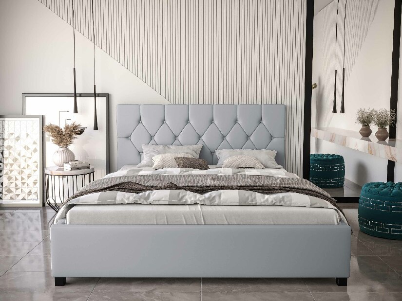 Manželská posteľ 160 cm Sylvie (sivá) (s roštom a úložným priestorom)