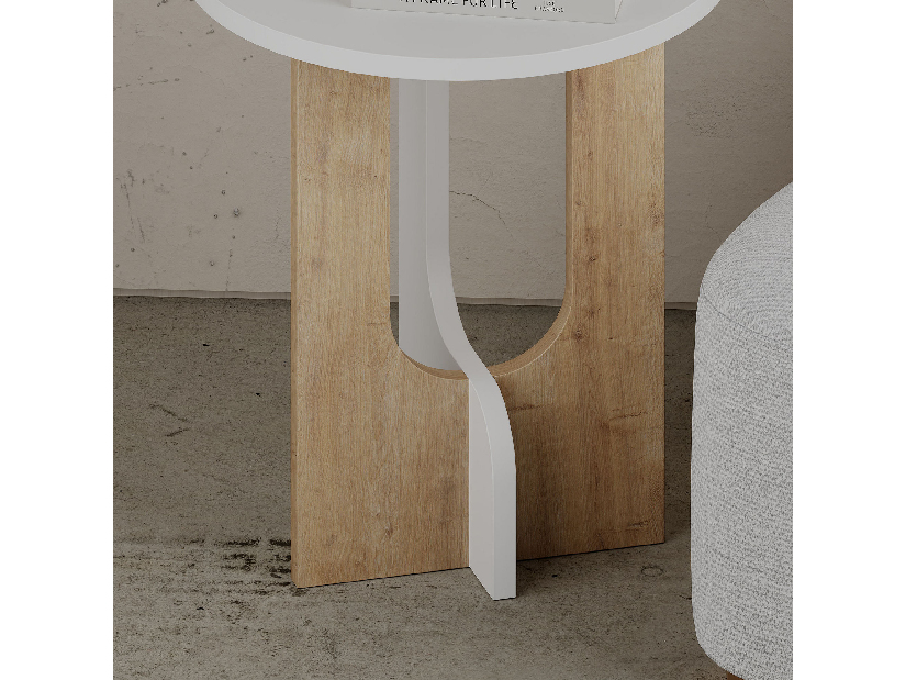 Príručný stolík Leilani ( biela + dub)