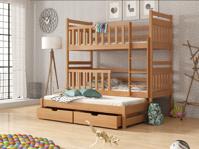 Detská posteľ 90 x 190 cm KRISTY (s roštom a úl. priestorom) (buk)