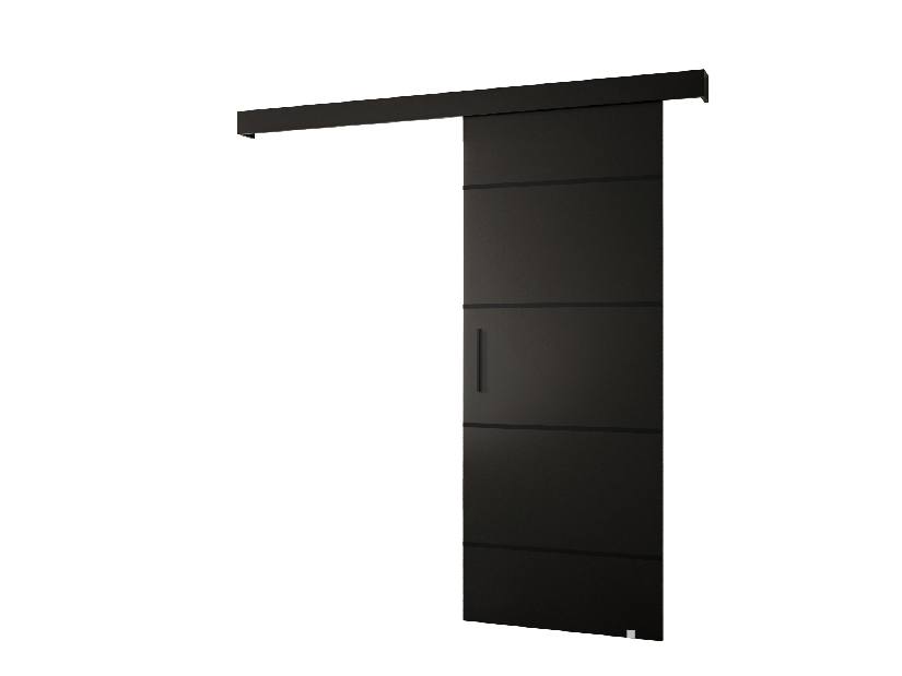 Posuvné dvere 90 cm Sharlene IV (čierna matná + čierna matná + čierna)