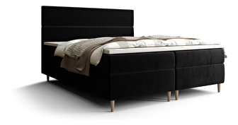 Manželská posteľ  Boxspring 140 cm Flu (čierna) (s matracom a úložným priestorom)