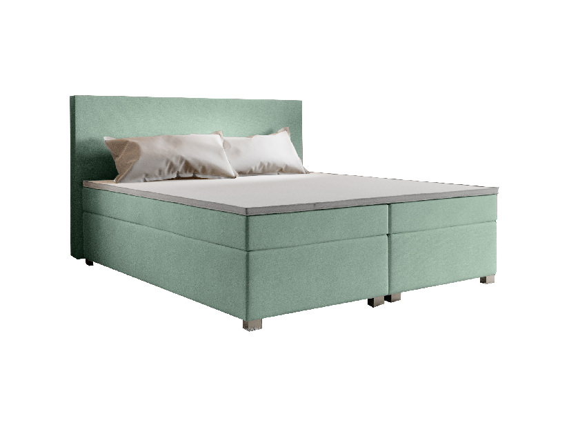 Manželská posteľ Boxspring 160 cm Simon (mätová) (s matracom, bez úložného priestoru)