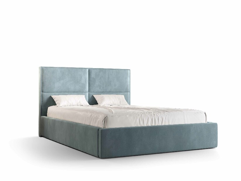 Manželská posteľ 140 cm Alfonso (modrá) (s roštom a úložným priestorom)