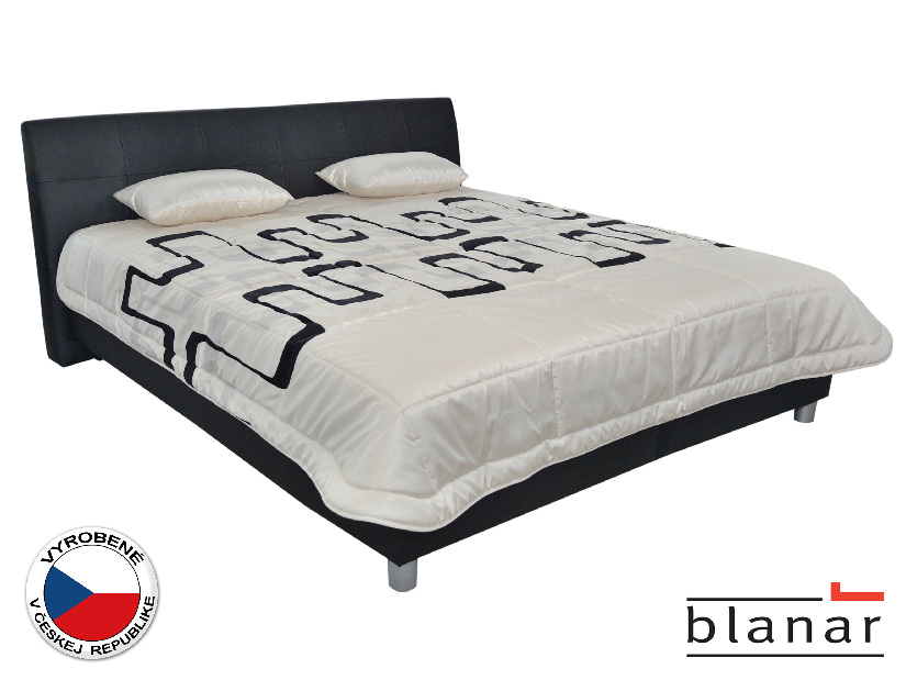 Manželská posteľ 180 cm Blanár Nice (s roštom a matracmi) (čierna)