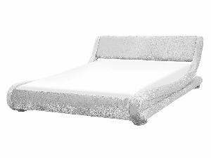 Manželská vodná posteľ 160 cm Anais (zamatová strieborná) (s roštom a matracom)