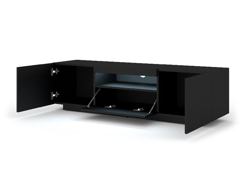 TV stolík/skrinka Aurinko 150 (matná čierna) (s osvetlením)