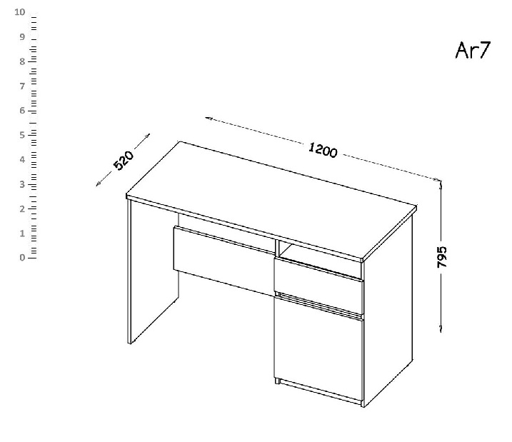 PC stolík typ AR7 Alishia (biela + dub wotan)