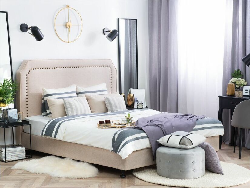 Manželská posteľ 160 cm COLOGNE (s roštom a matracom) (béžová)